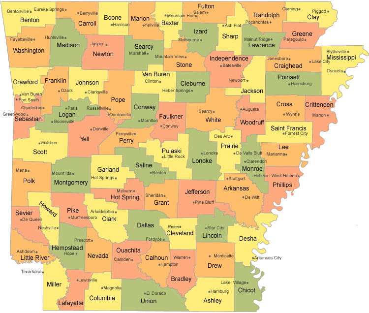 Arkansas county map